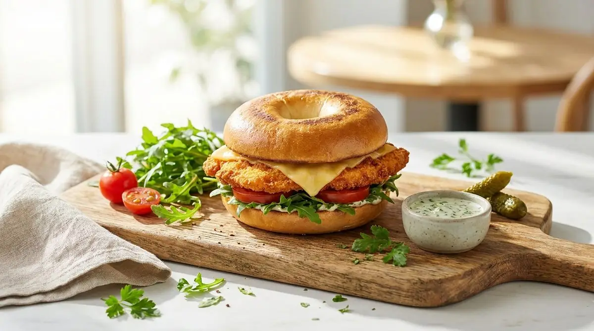 Chicken bagel burger recipe