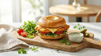 Chicken bagel burger recipe