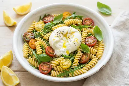 Lemon Burrata Pasta Salad